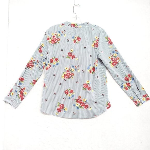S.R. By Sweet Rain Blouse Top Women's Small Blue/Red Floral long sleeve - Picture 8 of 10